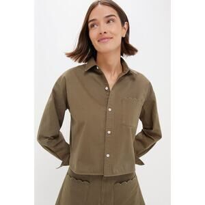 TUCKERNUCK Army Green Chino Cropped Jasper Button Down NWT M